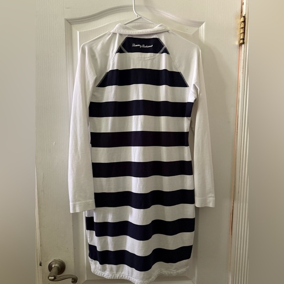 TOMMY BAHAMA Striped Navy and White Quarter Zip Dress Size Small - Picture 4 of 4